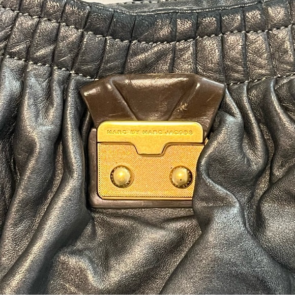 Marc by Marc Jacobs Gray Lamb Leather Hobo Shoulder Bag - Picture 2 of 11